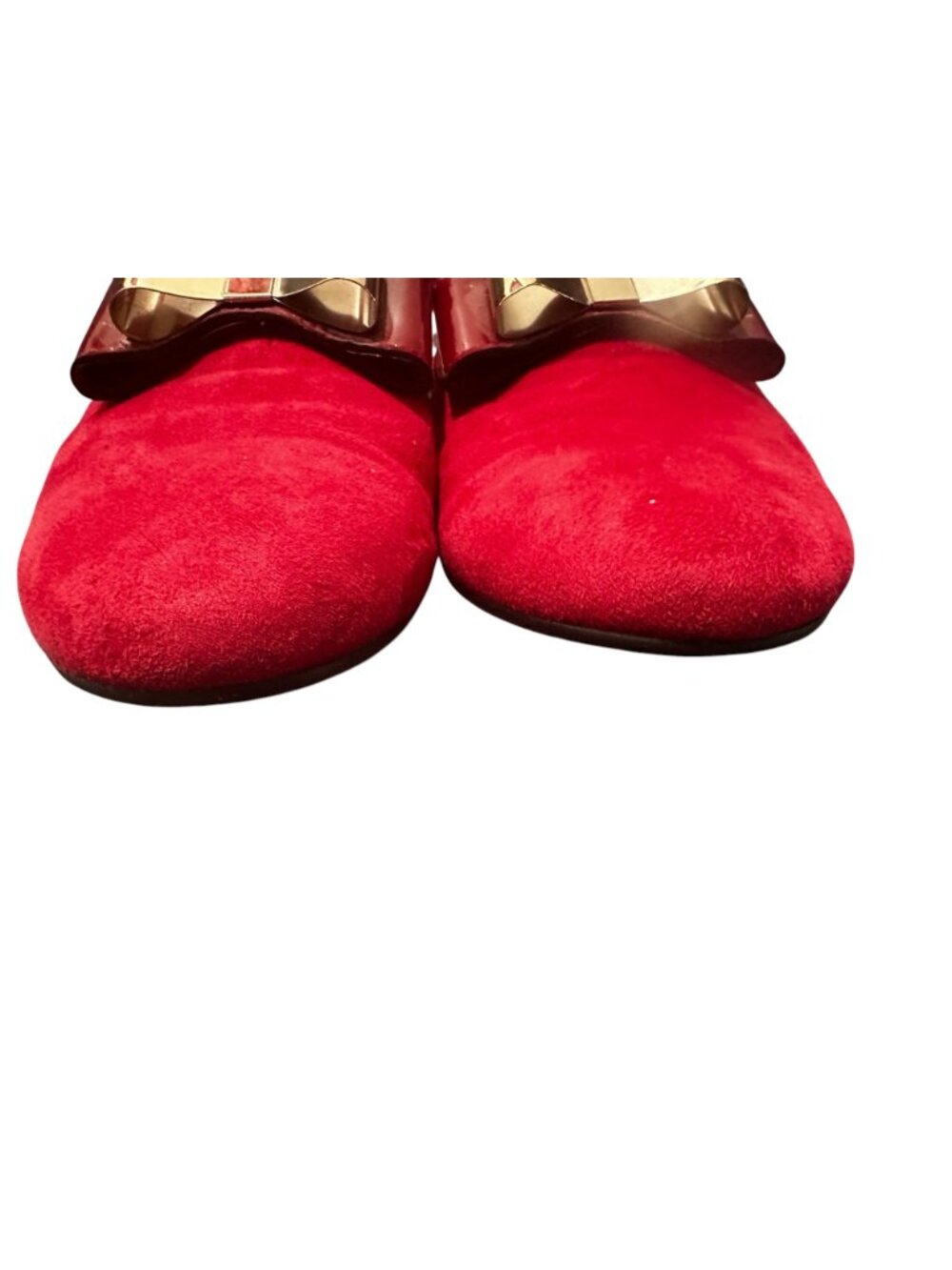 HEGOS Italy Real Suede Ballet Flat Loafers Womens 41 10 Red Bow Classic Preppy - Picture 12 of 14